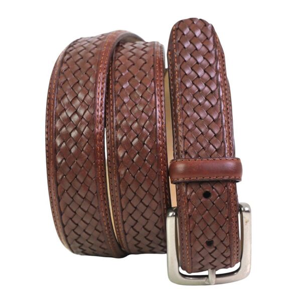 Tommy Bahama WOVEN BROWN REAL LEATHER 1 1/8"Wd DRESS MEN'S BELT Sz 40/100 (t55